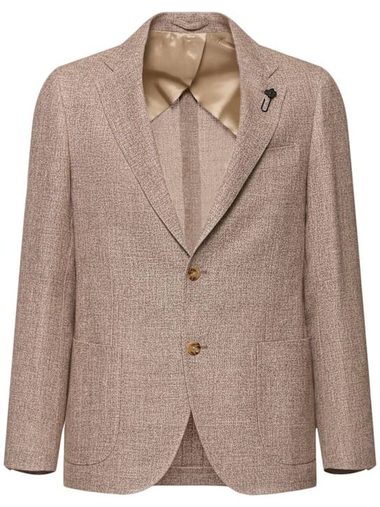 Lardini: Wool & linen single breasted blazer - men_0 | Luisa Via Roma