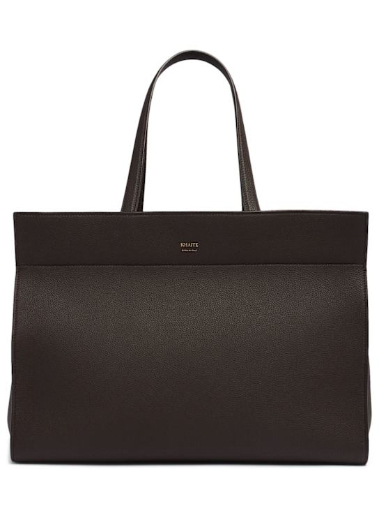 Khaite: Crosby smooth leather tote bag - Espresso - women_0 | Luisa Via Roma