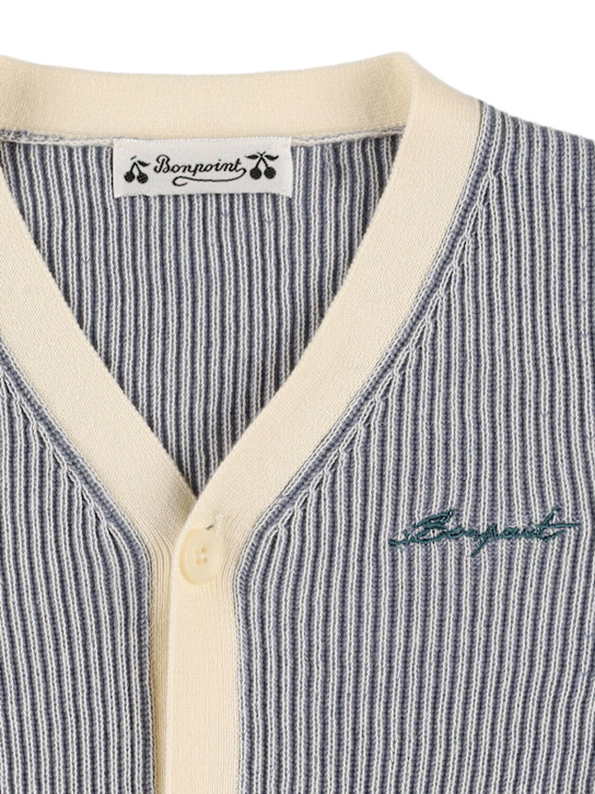 Bonpoint: Cárdigan de punto de algodón - Azul Claro - kids-boys_1 | Luisa Via Roma