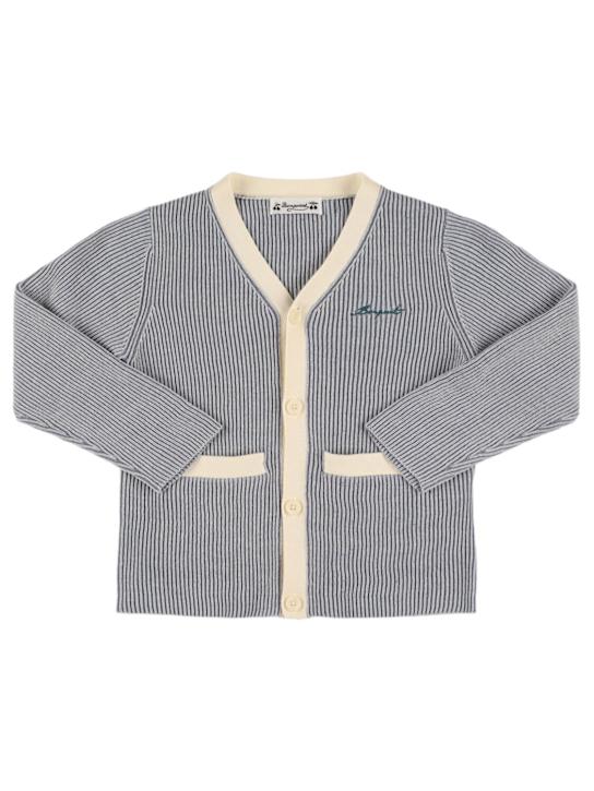 Bonpoint: Cárdigan de punto de algodón - Azul Claro - kids-boys_0 | Luisa Via Roma