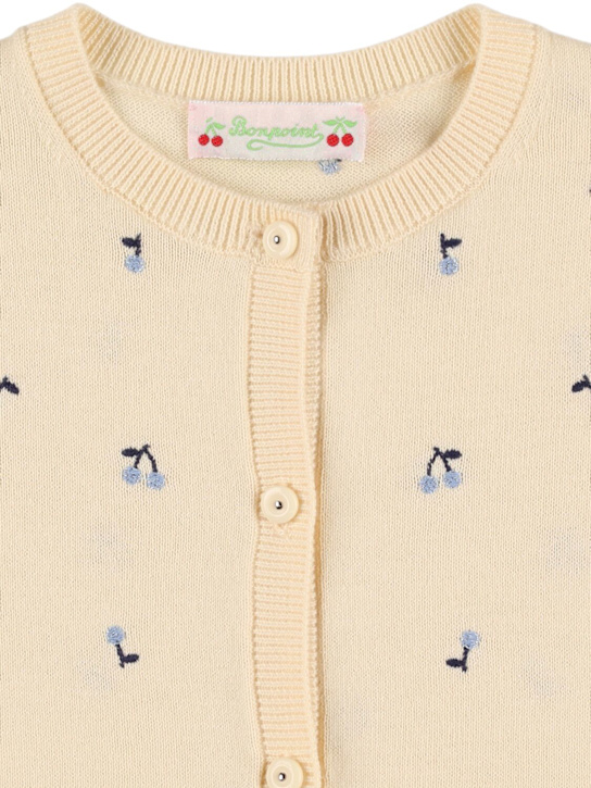 Bonpoint: Cherry コットンニットカーディガン - ベージュ - kids-girls_1 | Luisa Via Roma