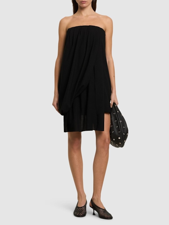 JW Anderson: Draped heavy crepe bustier mini dress - Black - women_1 | Luisa Via Roma