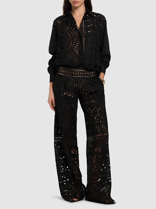 Ermanno Scervino: コットンブレンドワイドパンツ - women_1 | Luisa Via Roma