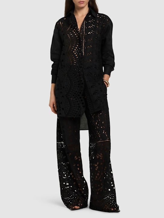 Ermanno Scervino: Oversize cotton blend lace shirt - women_1 | Luisa Via Roma
