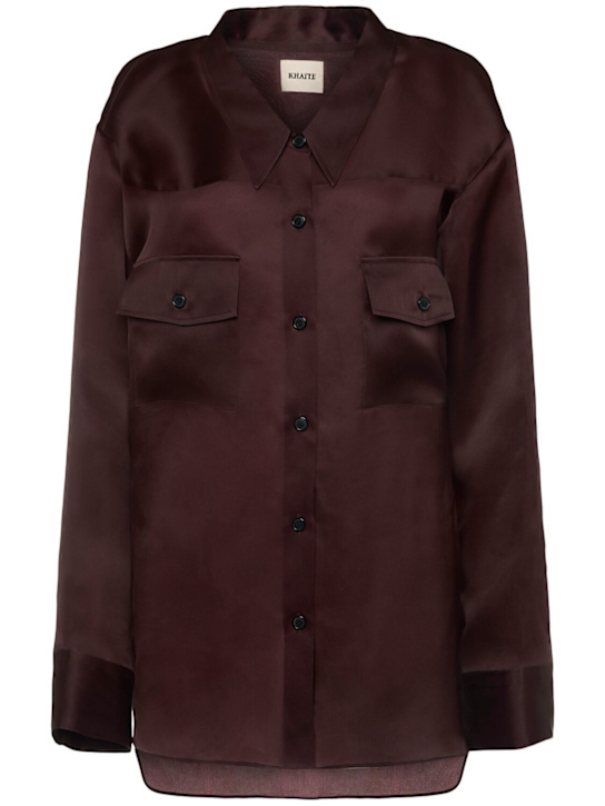 Khaite: Matteo organza shirt - Burgundy - women_0 | Luisa Via Roma
