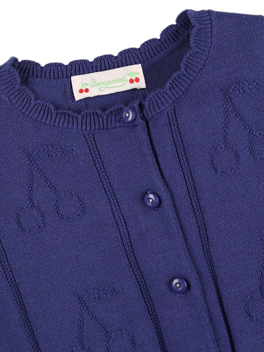 Bonpoint: Cherry コットンニットカーディガン - ブルー - kids-girls_1 | Luisa Via Roma