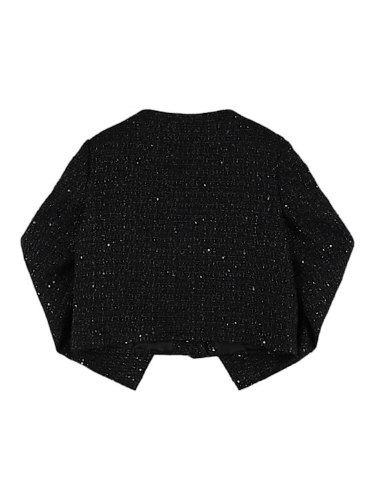 Versace: Giacca in tweed di misto lana - Nero - kids-girls_2 | Luisa Via Roma