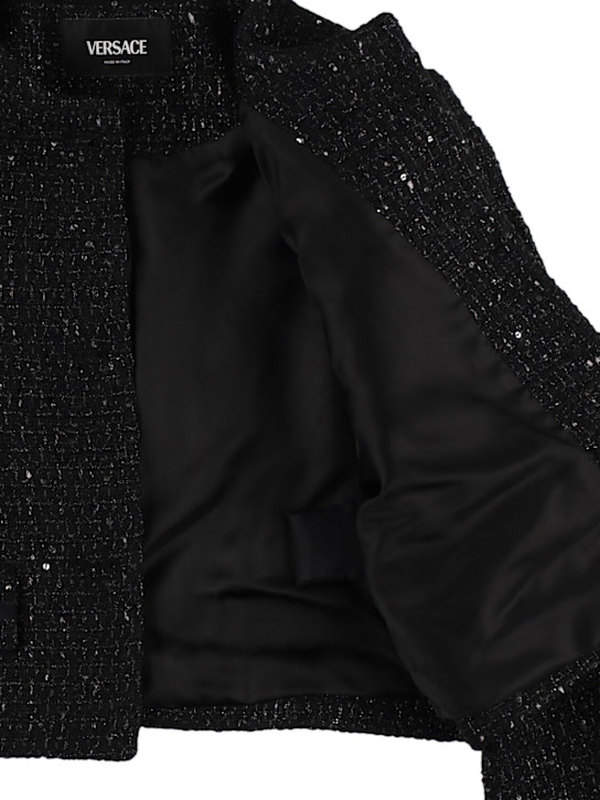 Versace: Giacca in tweed di misto lana - Nero - kids-girls_3 | Luisa Via Roma