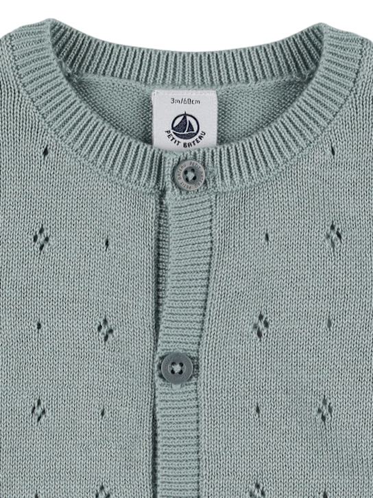 Petit Bateau: Cárdigan de punto de algodón - Teal Green - kids-boys_1 | Luisa Via Roma