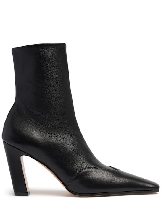 Khaite: 85mm Nevada stretch leather ankle boots - Black - women_0 | Luisa Via Roma