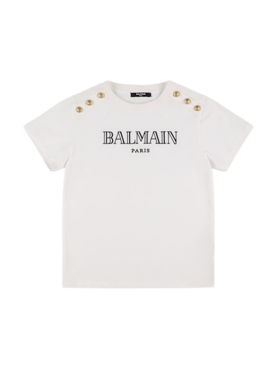 Balmain: コットンジャージーTシャツ - ホワイト - kids-girls_0 | Luisa Via Roma