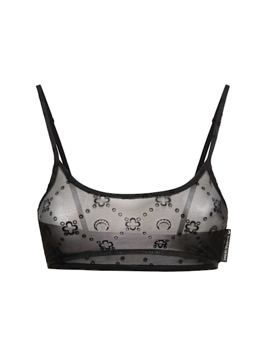 Moonogram flocked mesh bralette