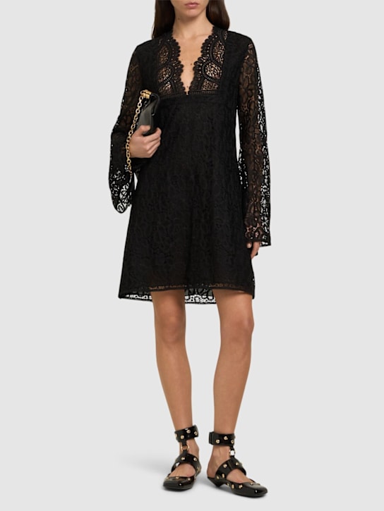 Giambattista Valli: Long-sleeve lace mini dress - Black - women_1 | Luisa Via Roma