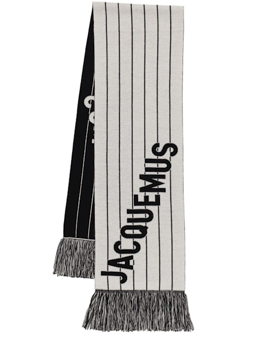 Jacquemus: L'Echarpe Liga wool scarf - Black/White - women_0 | Luisa Via Roma