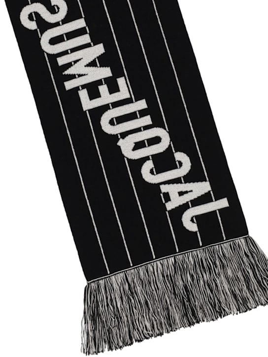 Jacquemus: L'Echarpe Liga wool scarf - Black/White - women_1 | Luisa Via Roma