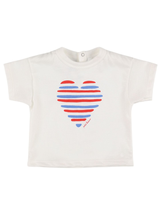 Petit Bateau: T-shirt in jersey di cotone stampato - Bianco - kids-girls_0 | Luisa Via Roma