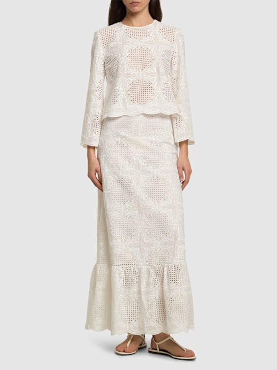 Cotton blend voile midi skirt - Thumbnail 2