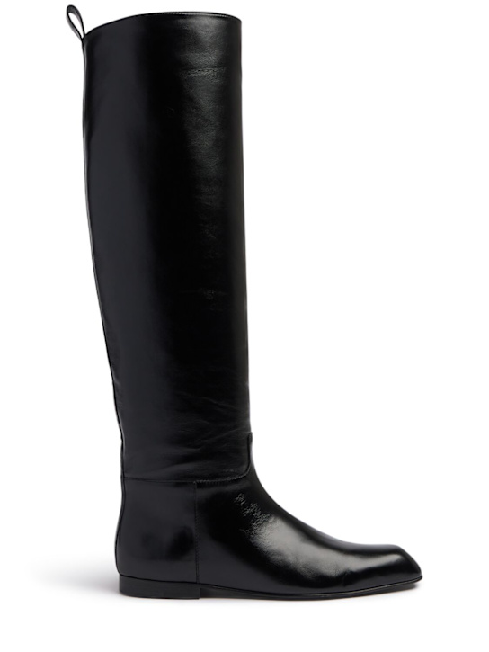 Khaite: Stivali alti Colt in pelle 25mm - Nero - women_0 | Luisa Via Roma