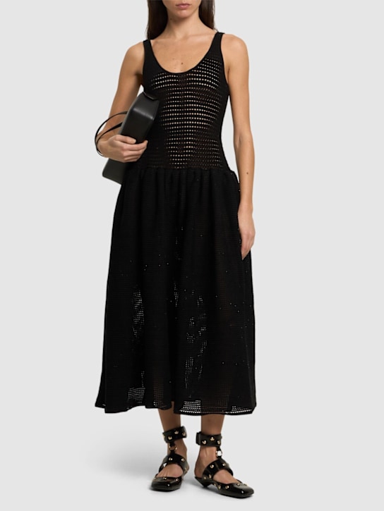 Self-portrait: Crochet knit midi dress - women_1 | Luisa Via Roma