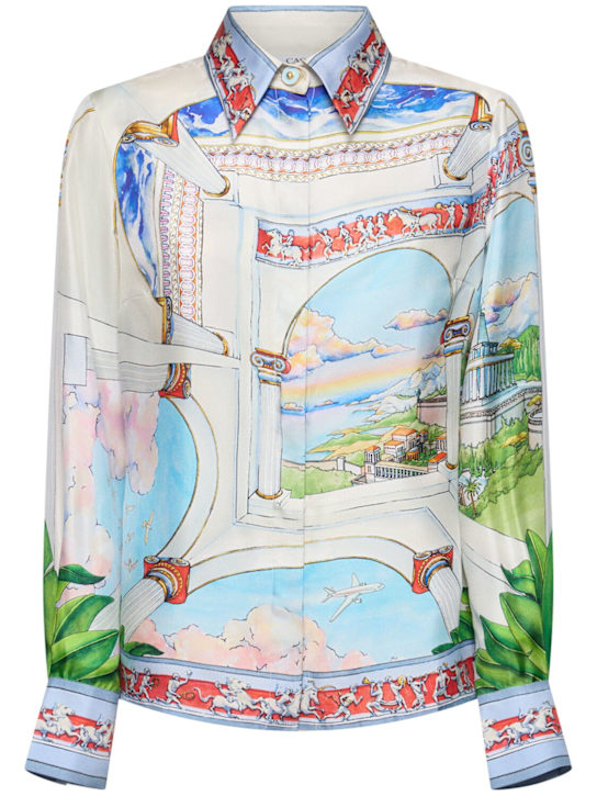 Casablanca: Printed silk twill shirt - women_0 | Luisa Via Roma