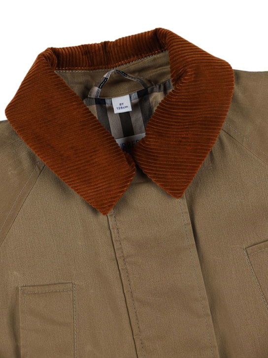 Burberry: Cappotto in gabardina di cotone - kids-girls_1 | Luisa Via Roma