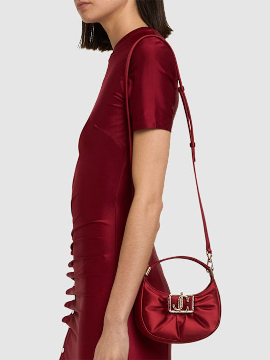 Jimmy Choo: Mini Edie satin hobo bag - Ruby Red - women_2 | Luisa Via Roma