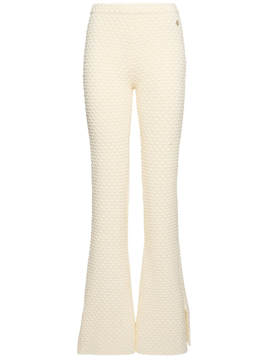 Casablanca: Textured knit cotton blend flared pants - women_0 | Luisa Via Roma