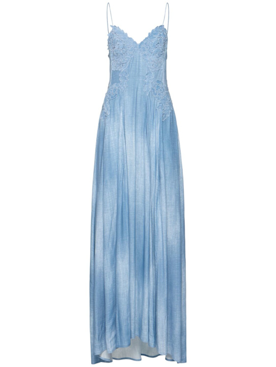 Ermanno Scervino: Embroidered satin maxi dress - women_0 | Luisa Via Roma