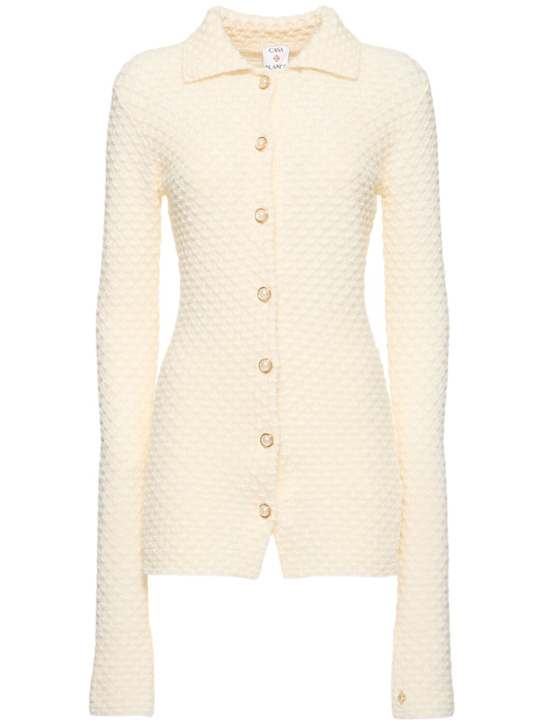 Casablanca: Textured knit cotton blend shirt - women_0 | Luisa Via Roma