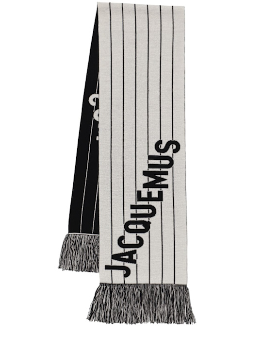 Jacquemus: L'echarpe liga wool blend scarf - Black/White - men_0 | Luisa Via Roma
