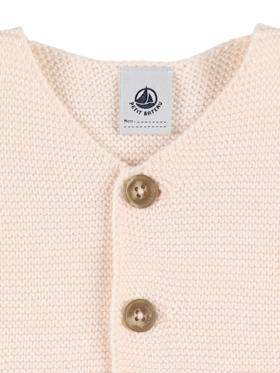 Petit Bateau: Cotton knit cardigan - Beige - kids-girls_1 | Luisa Via Roma