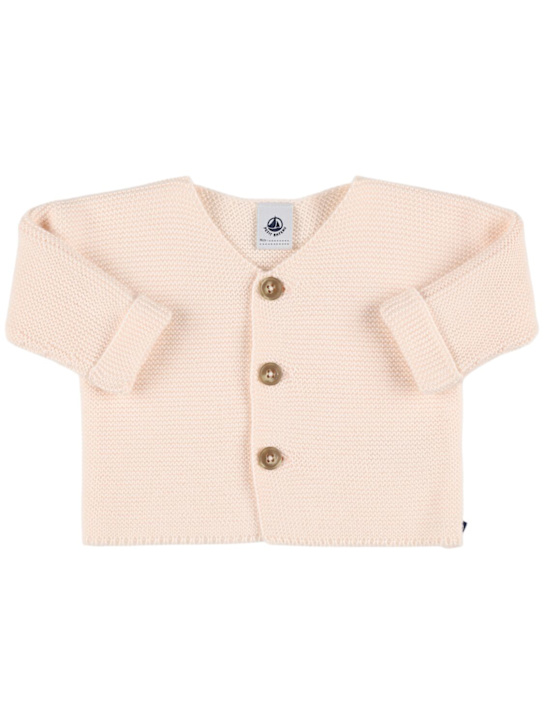 Petit Bateau: Cotton knit cardigan - Beige - kids-girls_0 | Luisa Via Roma