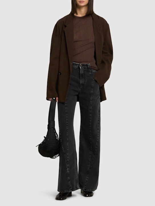 Maison Margiela: Asymmetric wide leg cotton denim jeans - women_1 | Luisa Via Roma