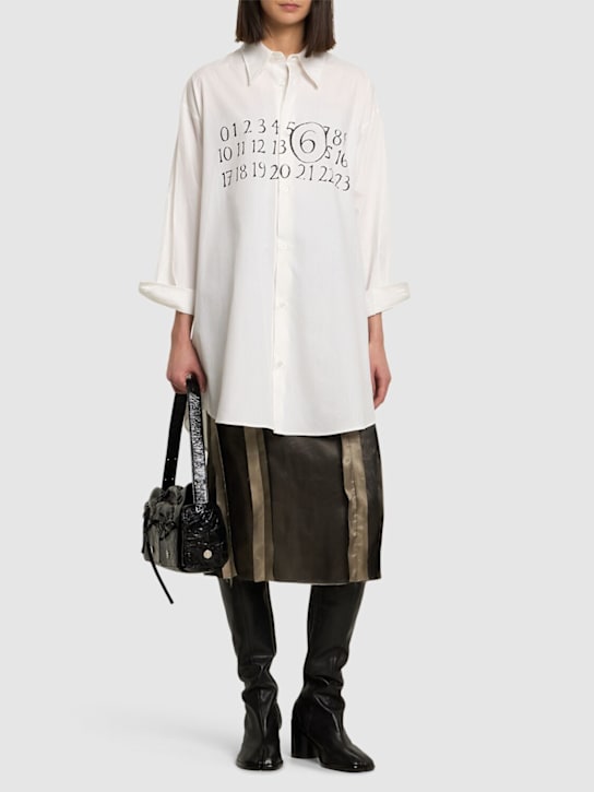 MM6 Maison Margiela: Logo cotton poplin mini dress - women_1 | Luisa Via Roma