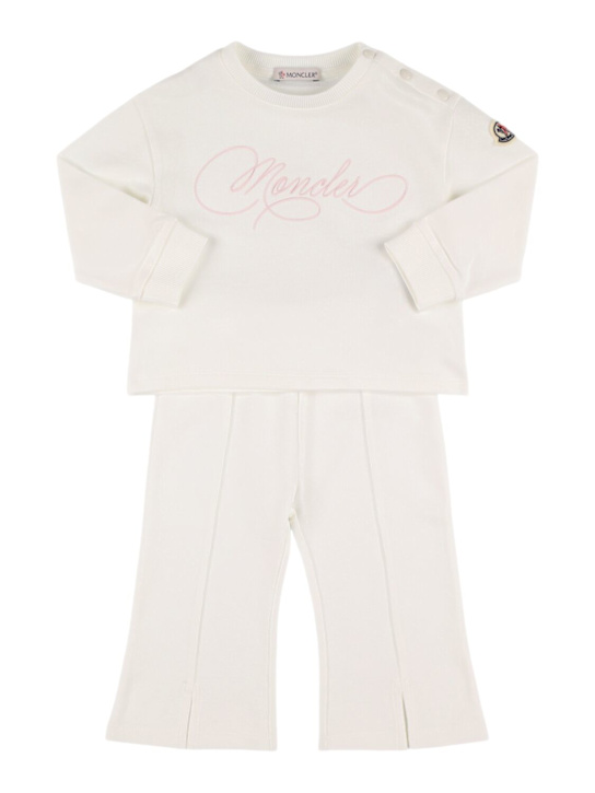Moncler: Felpa con cappuccio e pantaloni in misto cotone - kids-girls_0 | Luisa Via Roma