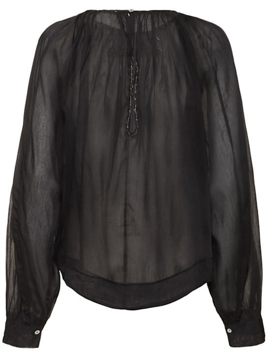Forte_forte: Pearl suite embroidered voile shirt - Black - women_3 | Luisa Via Roma