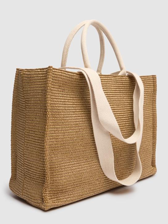 Marni: Medium logo raffia effect tote bag - Beige - men_5 | Luisa Via Roma