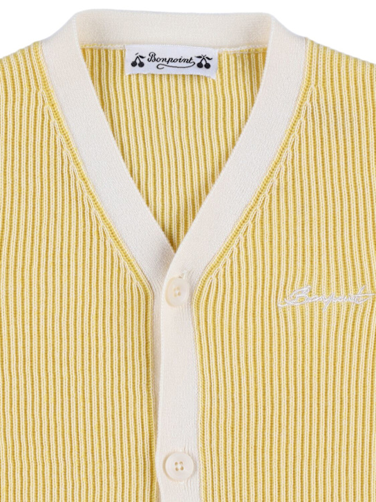 Bonpoint: Cárdigan de punto de algodón - Amarillo - kids-boys_1 | Luisa Via Roma