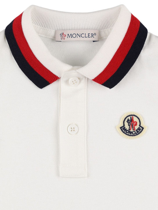 Moncler: Strampler aus Baumwolle mit dreifarbiger Borte - Weiß - kids-boys_1 | Luisa Via Roma