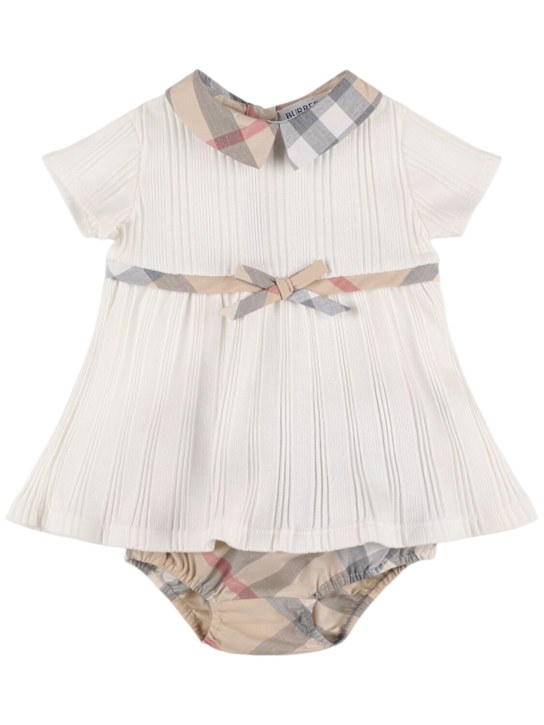 Burberry: Vestito in jersey e culotte check - kids-girls_0 | Luisa Via Roma