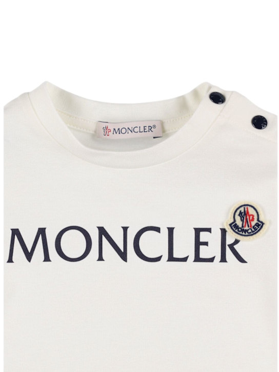 Moncler: Camiseta de algodón con logo - Blanco - kids-boys_1 | Luisa Via Roma