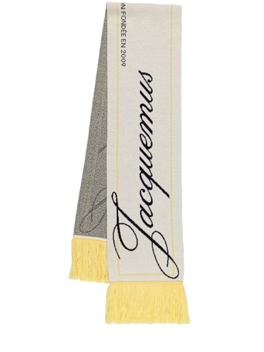 Jacquemus: L'Echarpe Liga wool scarf - Pale Yellow / O - men_0 | Luisa Via Roma