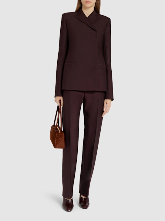 Khaite: Callen wool & silk straight pants - Burgundy - women_1 | Luisa Via Roma