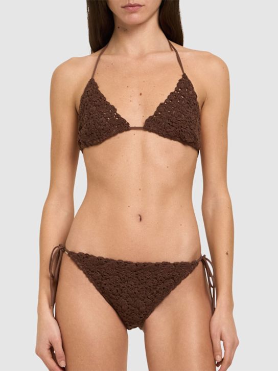 Ermanno Scervino: Crocheted bikini top - Brown - women_1 | Luisa Via Roma