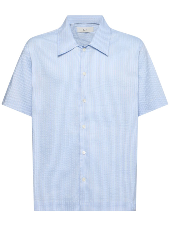 Dunst: Holiday striped shirt - Sky Blue Stripe - men_0 | Luisa Via Roma