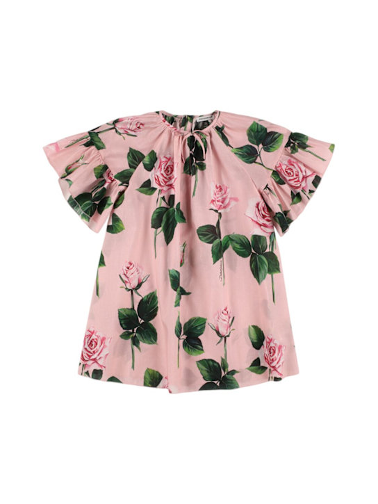 Dolce&Gabbana: コットンワンピース - ピンク/マルチカラー - kids-girls_0 | Luisa Via Roma
