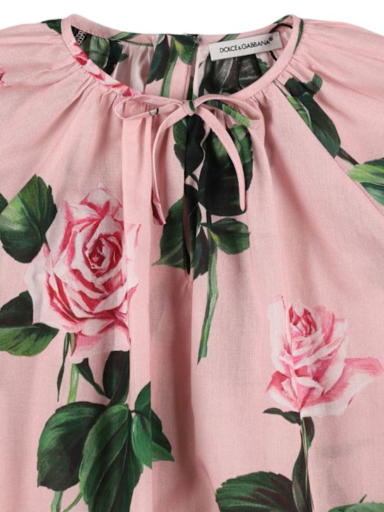 Dolce&Gabbana: コットンワンピース - ピンク/マルチカラー - kids-girls_1 | Luisa Via Roma