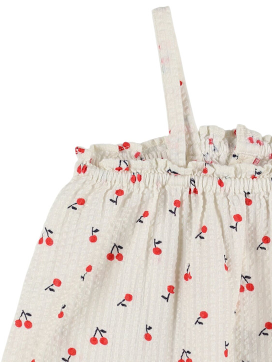 Bonpoint: Printed cotton poplin romper - Off White - kids-girls_1 | Luisa Via Roma