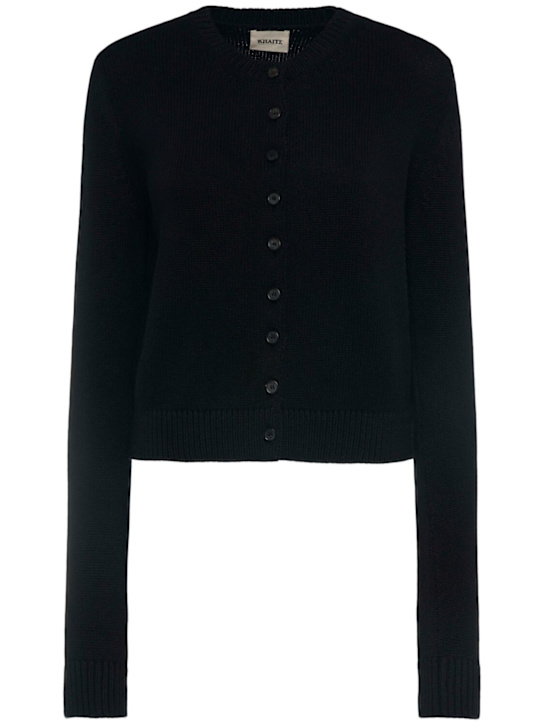 Khaite: Everheart cashmere knit cardigan - Black - women_0 | Luisa Via Roma