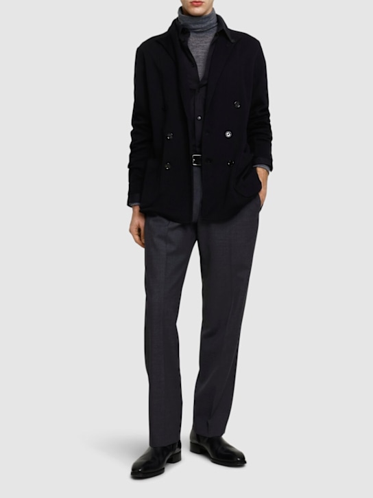 Lardini: Double breasted cotton knit blazer - men_1 | Luisa Via Roma